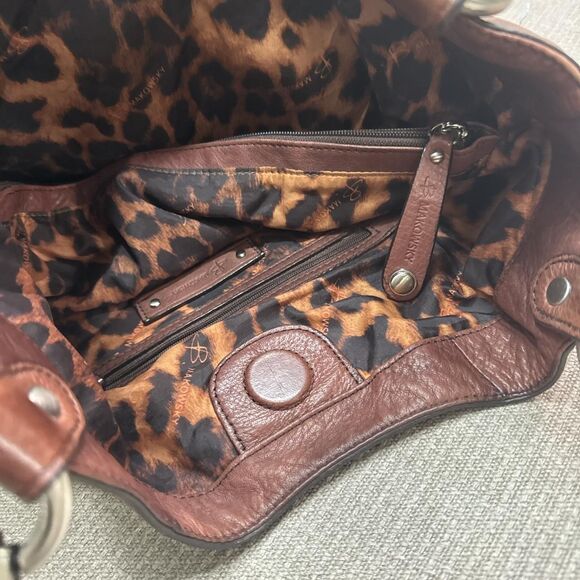 Vintage brown leather Makowski shoulder bag with Y2K chunky silver hardware - Picture 5 of 7